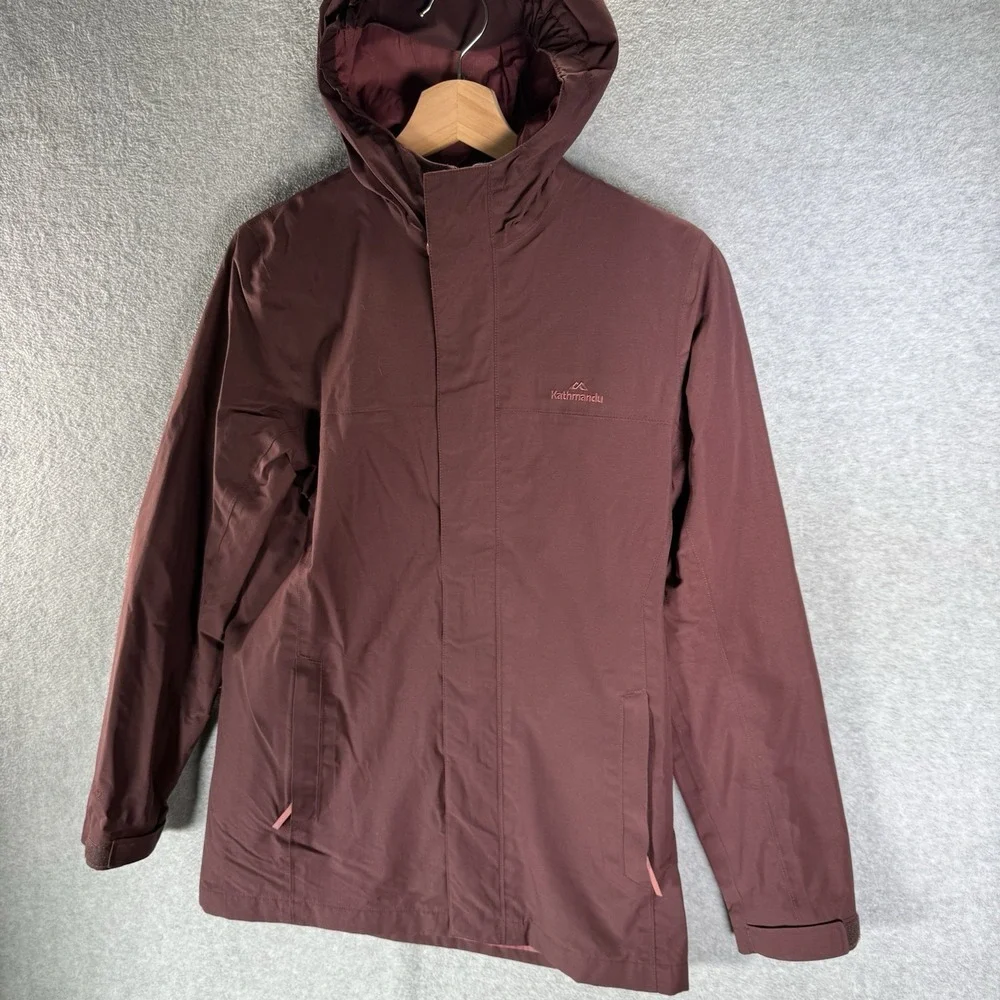 Kathmandu ngx2 Rain Jacket Youth 14 Burgundy Hooded Hiking Waterproof Coat